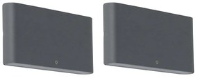 2 db-os kültéri fali lámpa szett sötétszürke 17,5 cm LED-del - Batt