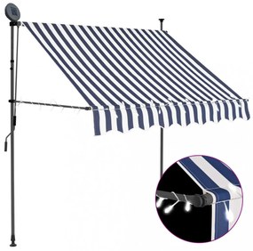 kék és fehér kézzel feltekerhető LED-es napellenző 100 cm