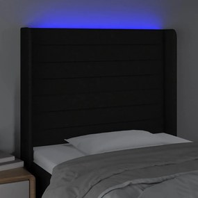 fekete szövet LED-es fejtámla 103x16x118/128 cm