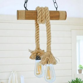 Csillár láncon KOS 2xE27/60W/230V bükkfa