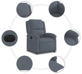 sötétszürke bársony elektromos dönthető fotel