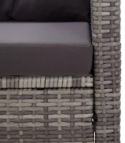 kétszemélyes szürke polyrattan kerti kanapé párnákkal 124 cm