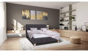 Kárpitozott VIOLET ágy tárolóval, matrac nélkül, 180x200 cm, sötétszürke