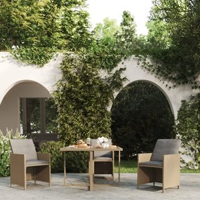 bézs polyrattan és üveg kerti asztal 109 x 107 x 74 cm