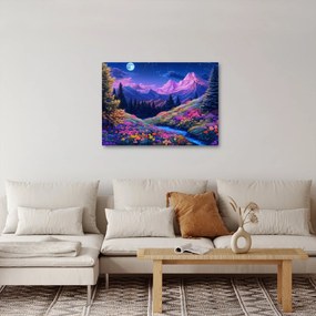 Kép - Lila táj teljes holdfénynél (70x50 cm)
