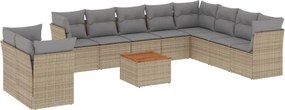vidaXL 11 részes bézs polyrattan kerti ülőgarnitúra párnákkal