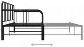 fekete fém kihúzható kanapéágy-keret 90 x 200 cm