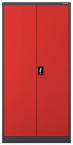 Zárható takarítószekrény DAWID 900 x 1850 x 450 mm, antracit-piros