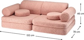 Rózsaszín buklé gyerek kanapé 132 cm Settee – Wigiwama