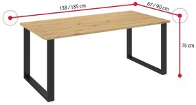 DUSTY tömörfa étkezőasztal, 138x75x67, tölgy lancelot