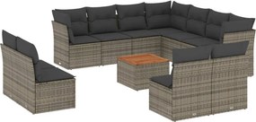 vidaXL 12 részes szürke polyrattan kerti ülőgarnitúra párnákkal