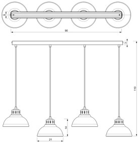 Csillár zsinóron SVEN 4xE27/15W/230V bézs
