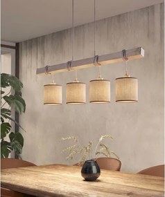 BRILAGI - LED csillár zsinóron NUBILA 4xE27/60W/230V szürke/barna