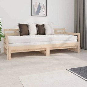 Tömör fenyőfa kihúzható kanapéágy 2 x (80 x 200) cm