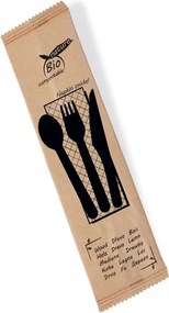 Eldobható evőeszköz készlet Eko fa x 50