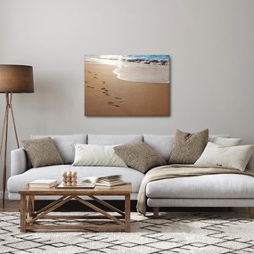 Kép - nyomok a homokban és a tenger (70x50 cm)