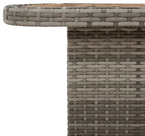szürke polyrattan és akácfa kerti asztal 110 x 110 x 71 cm