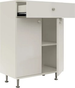 Zaria 2 ajtós, 1 fiókos fürdőszobai szekrény, Fényes fehér / Fehér, MDF, 60 x 35 x 85 cm