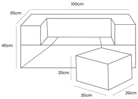 Türkiz kordbársony habszivacs játszótér 6 db-os magasság 40 cm 100x35 cm Montessori – Meowbaby