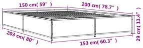 barna tölgyszínű szerelt fa és fém ágykeret 150 x 200 cm