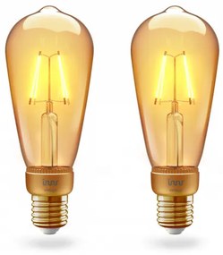 LED lámpa , égő , INNR , izzószál hatás , filament , 2 x E27 , 2 x 4.2W , Edison , borostyán sárga , meleg fehér , dimmelhető , Philips Hue kompatibilis