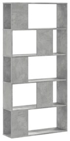 5 szintes betonszürke szerelt fa könyvespolc 80,5x23,5x162,5 cm