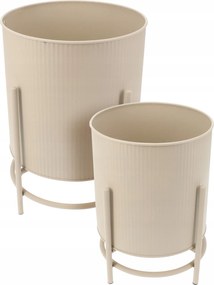 Fém Fedő Cserepes 2 Db Ø 17 CM Ø 20 CM Homok Bézs