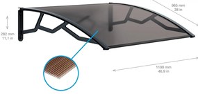 ARTPLAST Bejárati előtető 100x120cm, füst