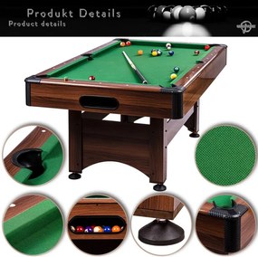 GamesPlanet Biliárdasztal felszereléssel barna/antracit