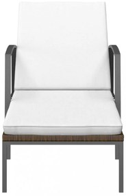 2 db barna polyrattan napozóágy asztallal