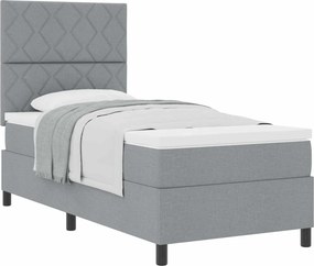 vidaXL Boxrugós ágy matracmal Világosszürke 100 x 200 cm szövet