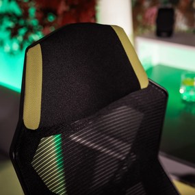 Irodai/gamer szék, fekete/zöld, teherbírás 150 kg, JORIK