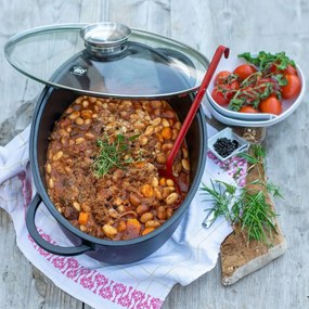 Elo 80038 Sütőedény üvegfedővel és aromás fogantyúval Alucast 38 x 25 cm