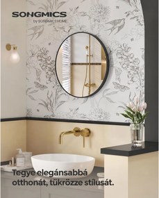 Modern fali tükör, kerek tükör, 61 cm átmérő, fekete