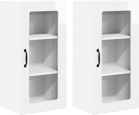 vidaXL Konyhaszekrény 2 pcs Magas Fényű Fehér 40 x 31 x 80 cm Faanyag