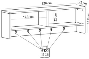 Akasztós panel Vabite 3 (fehér + zafír tölgy) . 1095752