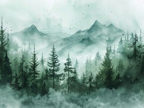 Vászonkép Canvas Tájkép Kilátás Hegyek Erdő Fák Köd 80x60