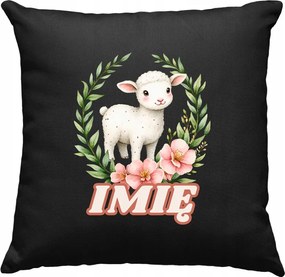 Gyerek párna Bárány Virágok +Név Fekete