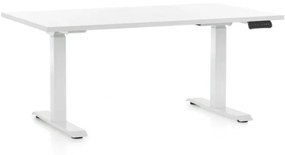 OfficeTech D állítható magasságú asztal, 140 x 80 cm, fehér alap, fehér