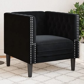 fekete bársony Chesterfield kanapéfotel