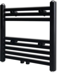 vidaXL Fekete fürdőszobai egyenes törölközőtartó központi fűtéssel 480x480 mm