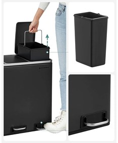 54L Pedálos szemetes, konyhai szemetesláda, puhán záró fedél, csúszásgátló alap