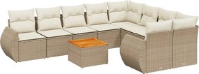vidaXL 10 részes bézs polyrattan kerti ülőgarnitúra párnával