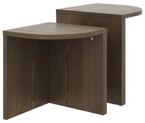 Sötétbarna borovi fenyő dohányzóasztal szett 2 db-os Combine – Karup Design