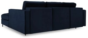 Santo kék kinyitható bársony sarokkanapé, jobb oldali - Milo Casa