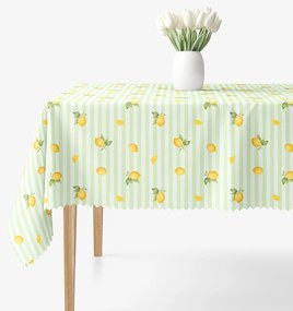 Goldea teflonos asztalterítő - citromok zöld csíkos alapon 100 x 140 cm