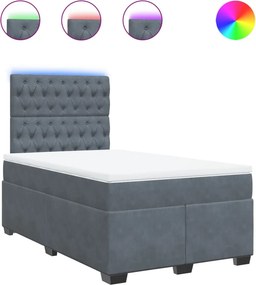 vidaXL sötétszürke bársony rugós ágy matraccal 120x190 cm