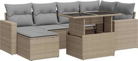 vidaXL 7 részes bézs polyrattan kerti ülőgarnitúra párnákkal
