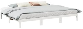 családi ágykeret matrac nélkül fehér 270x200cm tömör fa fenyőfa