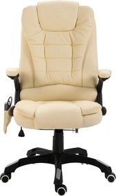 vidaXL krémszínű valódi bőr masszázs irodaszék